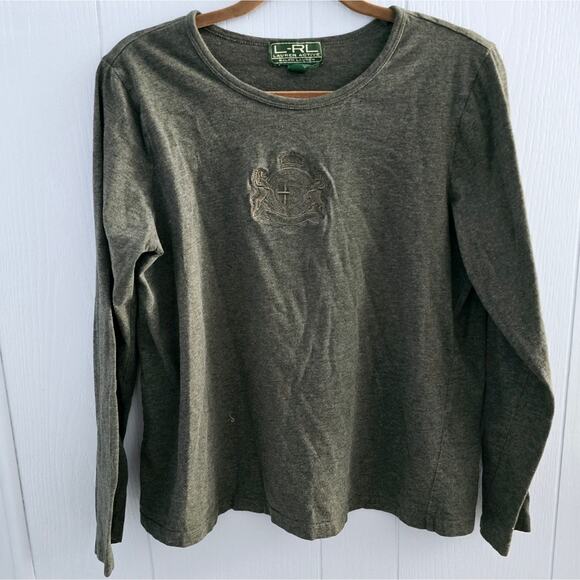 L-RL Lauren Active Ralph Lauren Vintage Long Sleeve Embroidered Crest size XL - Picture 1 of 8